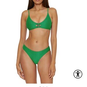 Green Textured Bikini Set
